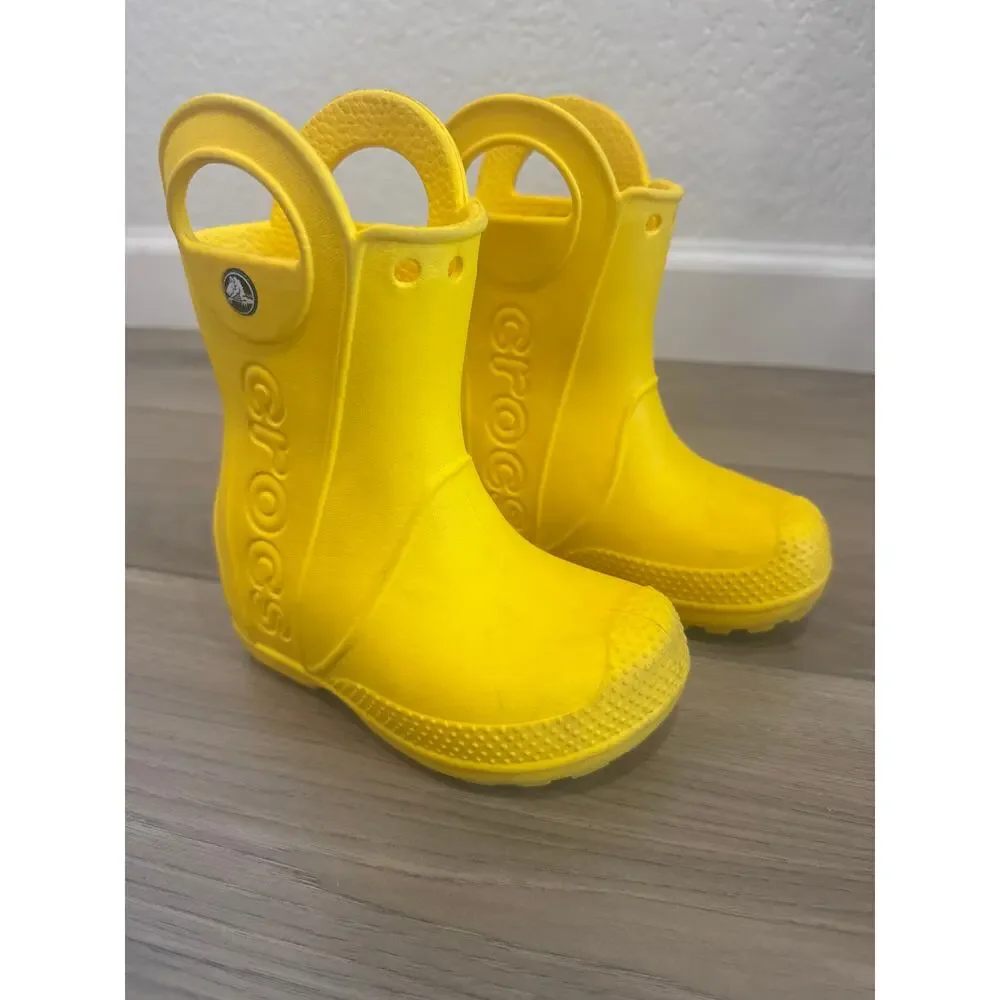 Crocs Handle It Rain Boots Toddler Kids C7 Yellow Waterproof Rain Boots